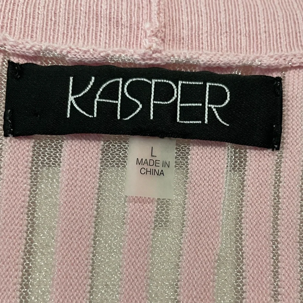 Kasper Blush Pink Striped Cardigan